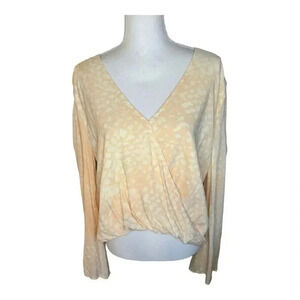 Blue‎ Life Size Small Hayley Top Leopard Print Sand Bell Sleeves Draped Surplus
